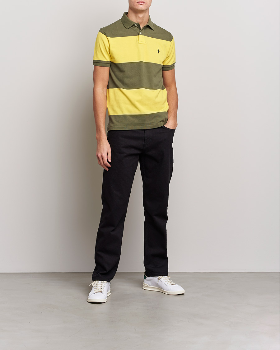 Herre | Pikéer | Polo Ralph Lauren | Custom Slim Fit Barstriped Polo Lemon/Dark Sage