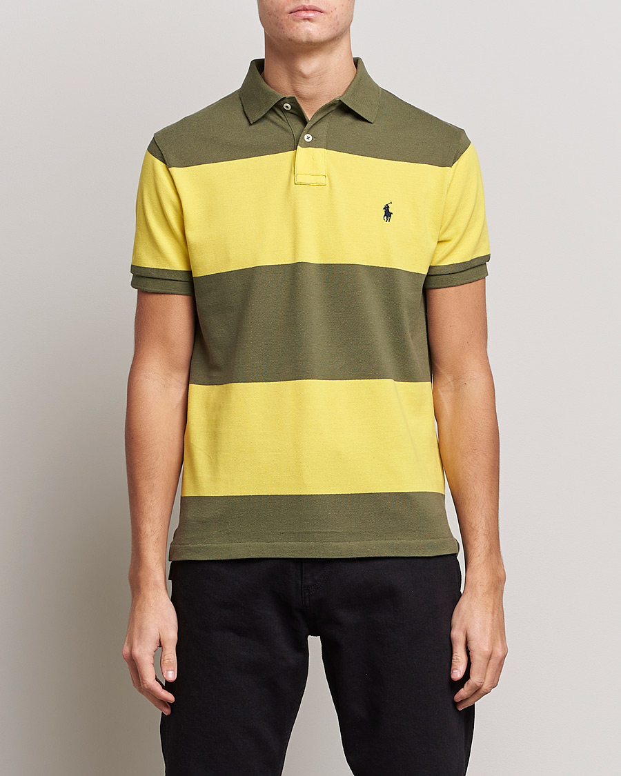 Herre | Pikéer | Polo Ralph Lauren | Custom Slim Fit Barstriped Polo Lemon/Dark Sage