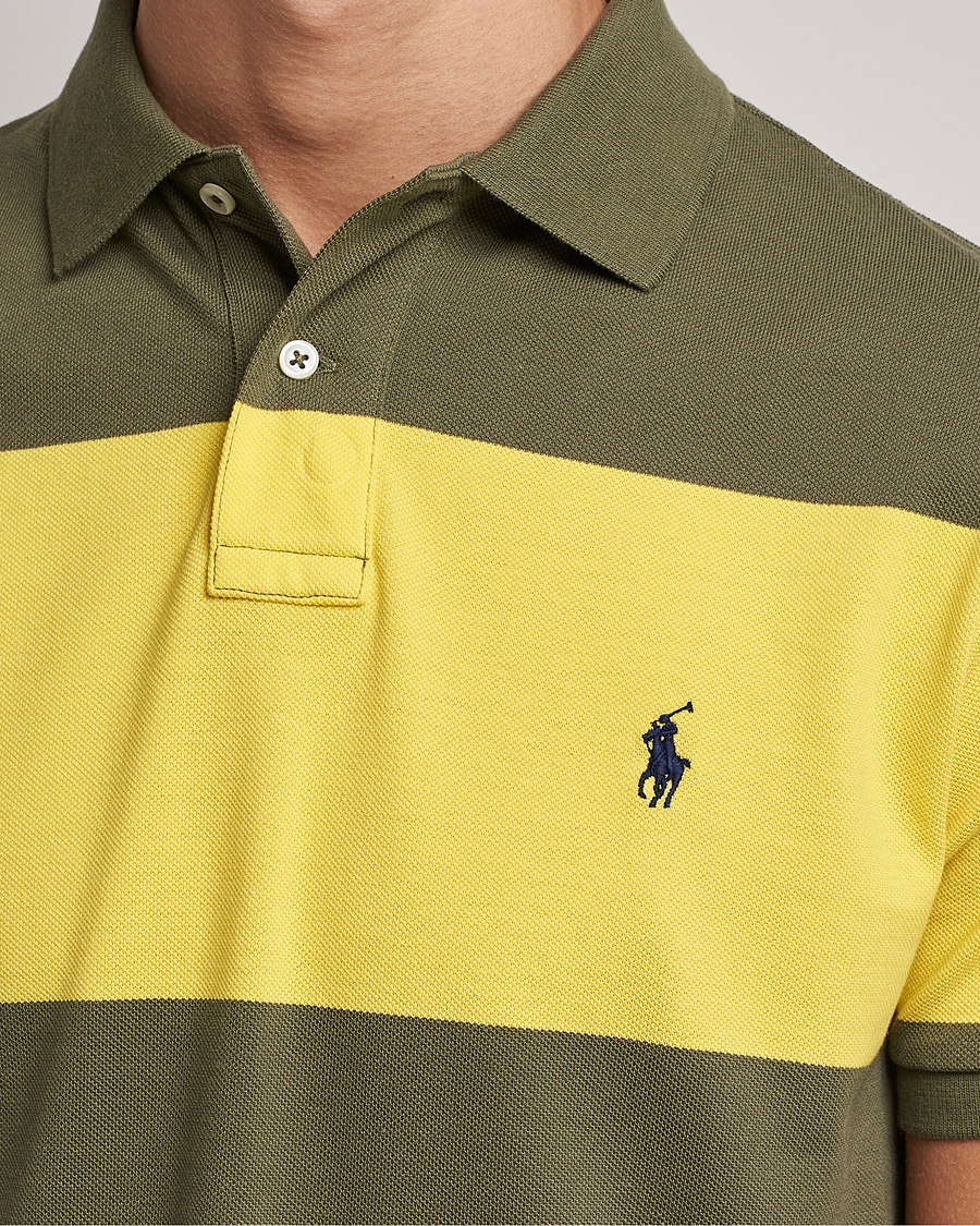 Herre | Pikéer | Polo Ralph Lauren | Custom Slim Fit Barstriped Polo Lemon/Dark Sage