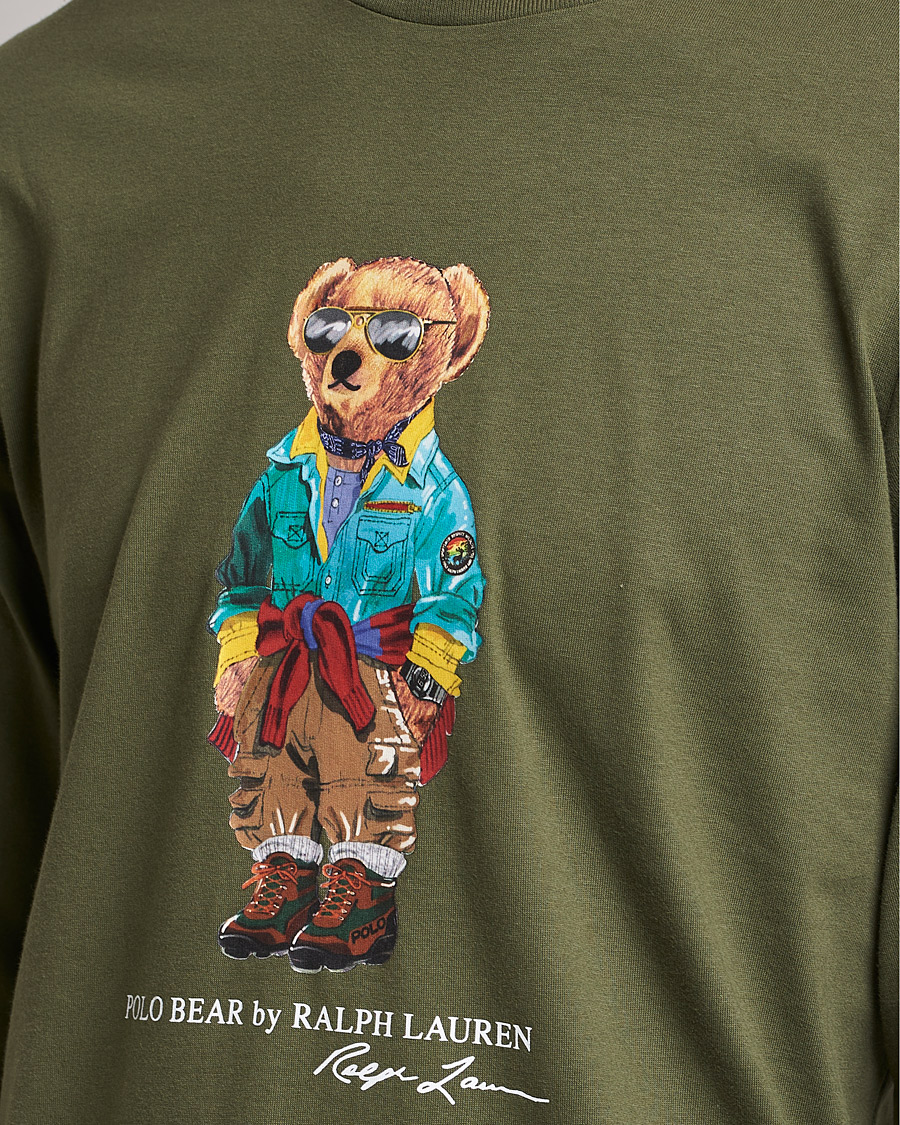 Herre | T-Shirts | Polo Ralph Lauren | Printed Bear Crew Neck Long Sleeve T-Shirt Dark Sage