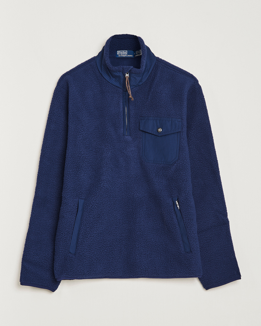 Herre | Gensere | Polo Ralph Lauren | Curly Sherpa Half Zip Newport Navy