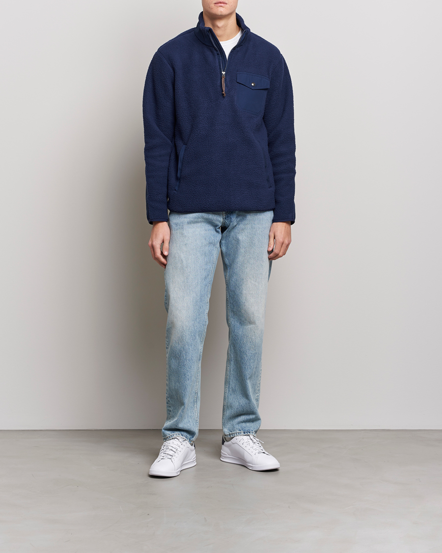 Herre | Gensere | Polo Ralph Lauren | Curly Sherpa Half Zip Newport Navy