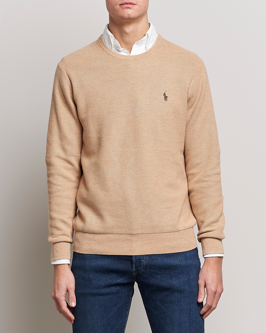Herre | Gensere | Polo Ralph Lauren | Textured Knitted Crew Neck Camel Melange