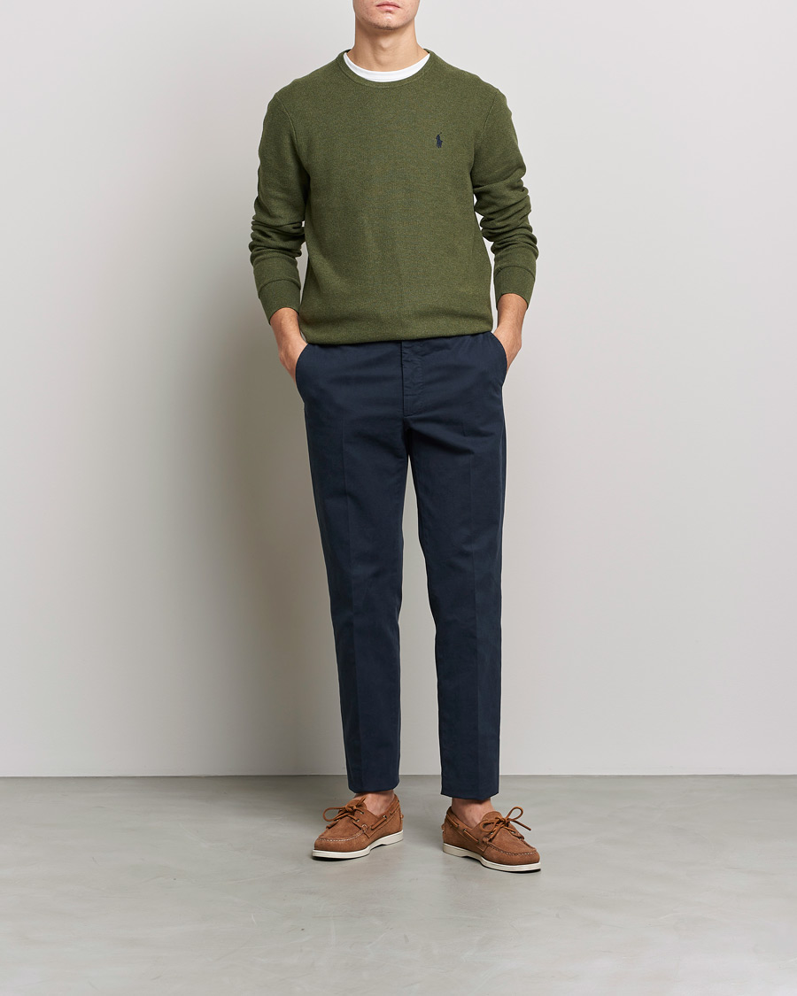 Herre | Gensere | Polo Ralph Lauren | Textured Knitted Crew Neck Olive Heather