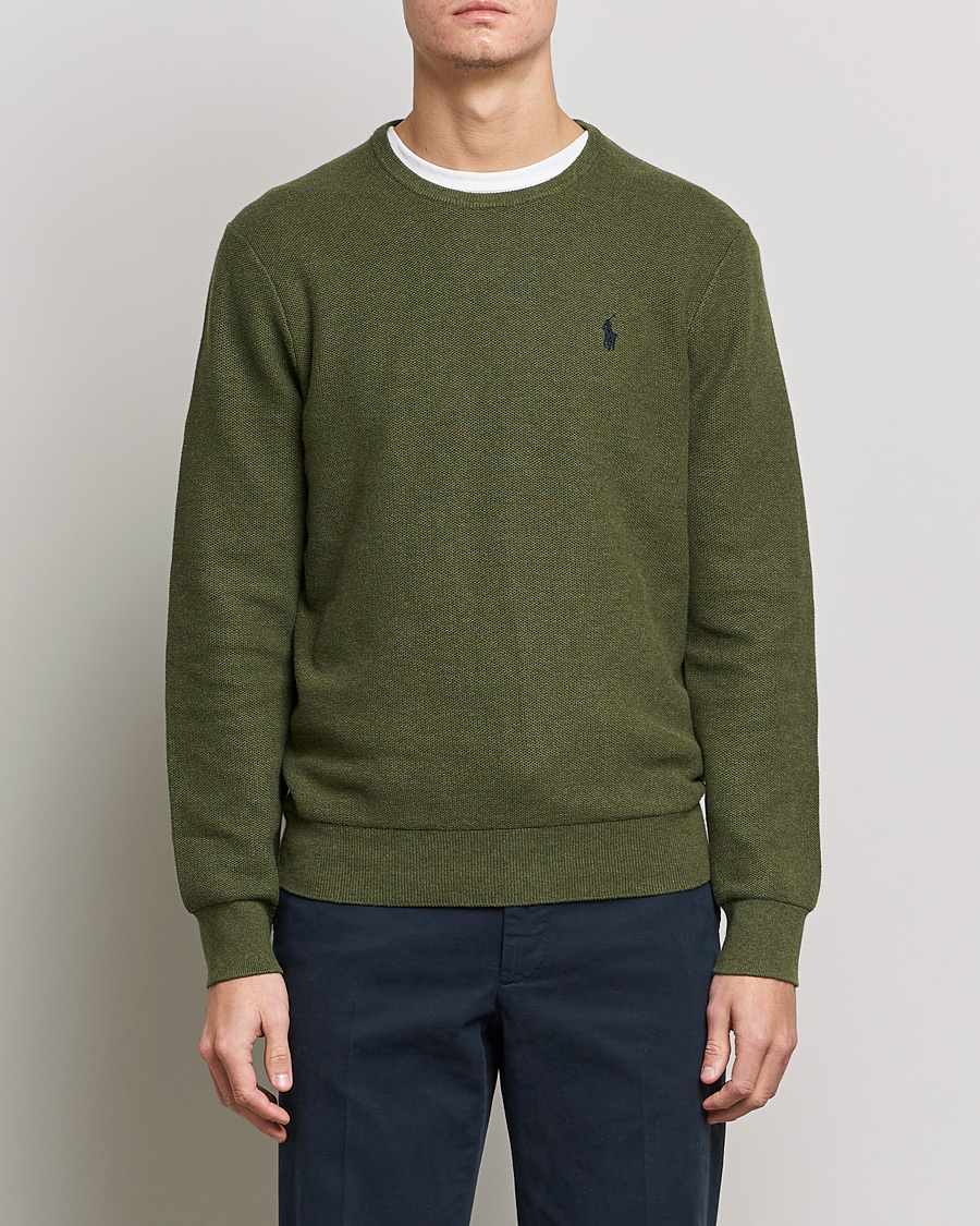 Herre |  | Polo Ralph Lauren | Textured Knitted Crew Neck Army Olive Heather