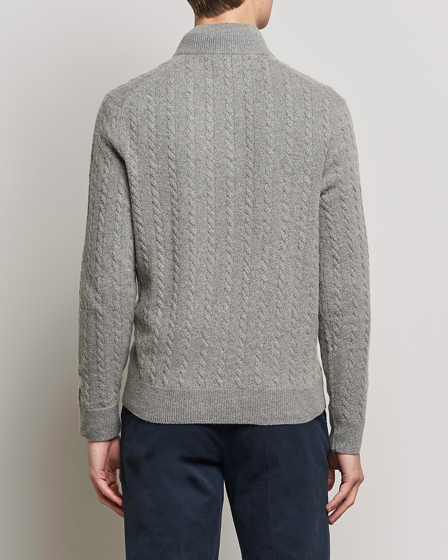 Herre | Gensere | Polo Ralph Lauren | Cotton/Wool Cable Half-Zip Fawn Grey Heather