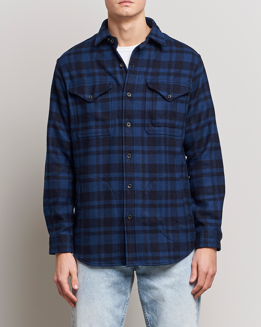 Herre |  | Polo Ralph Lauren | Wool Blend Checked Overshirt Blue/Navy