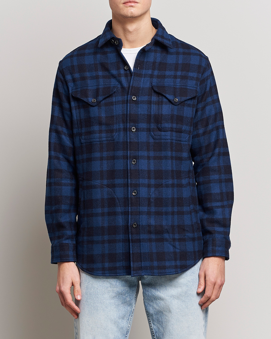 Herre | Skjorter | Polo Ralph Lauren | Wool Blend Checked Overshirt Blue/Navy