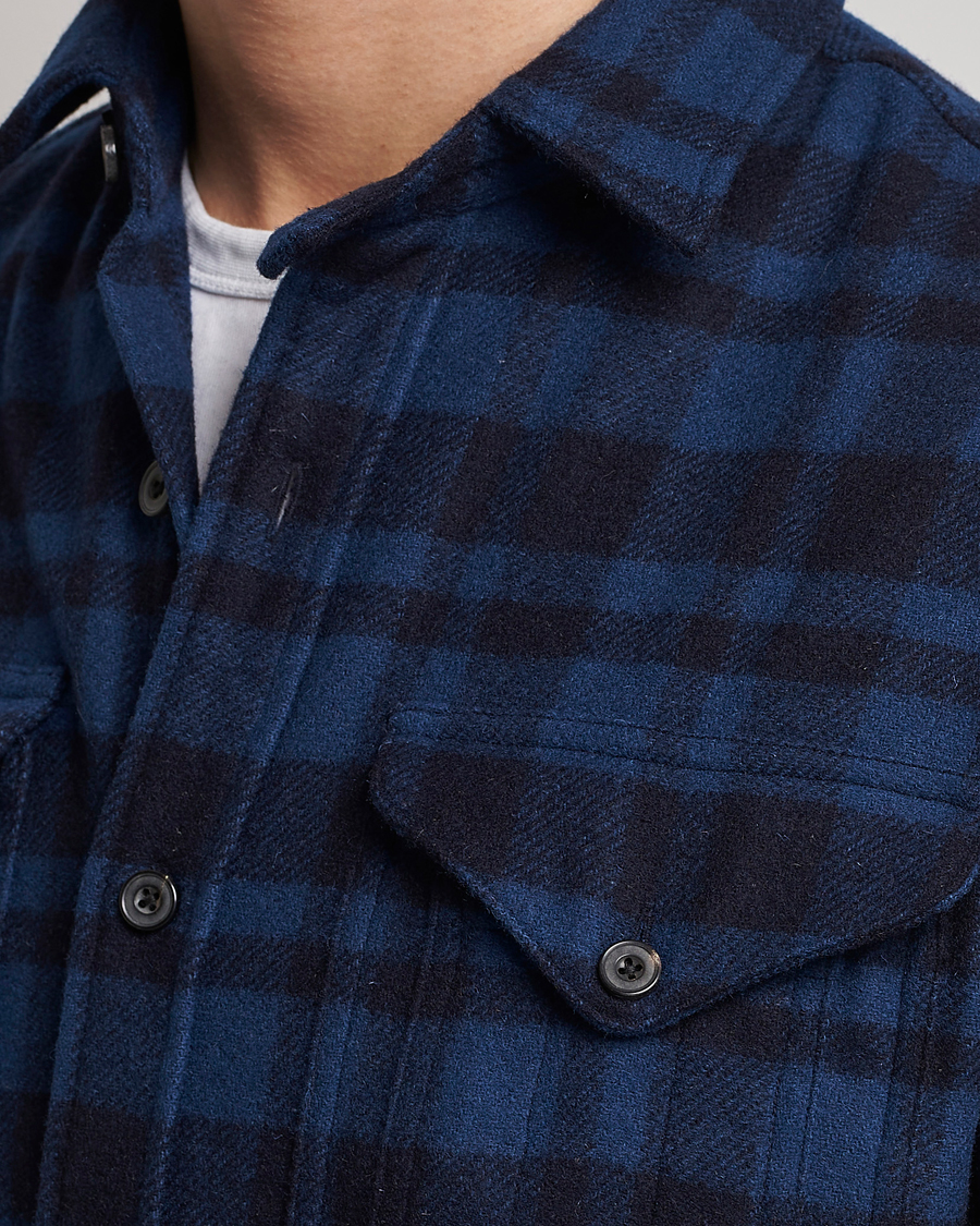 Herre | Skjorter | Polo Ralph Lauren | Wool Blend Checked Overshirt Blue/Navy