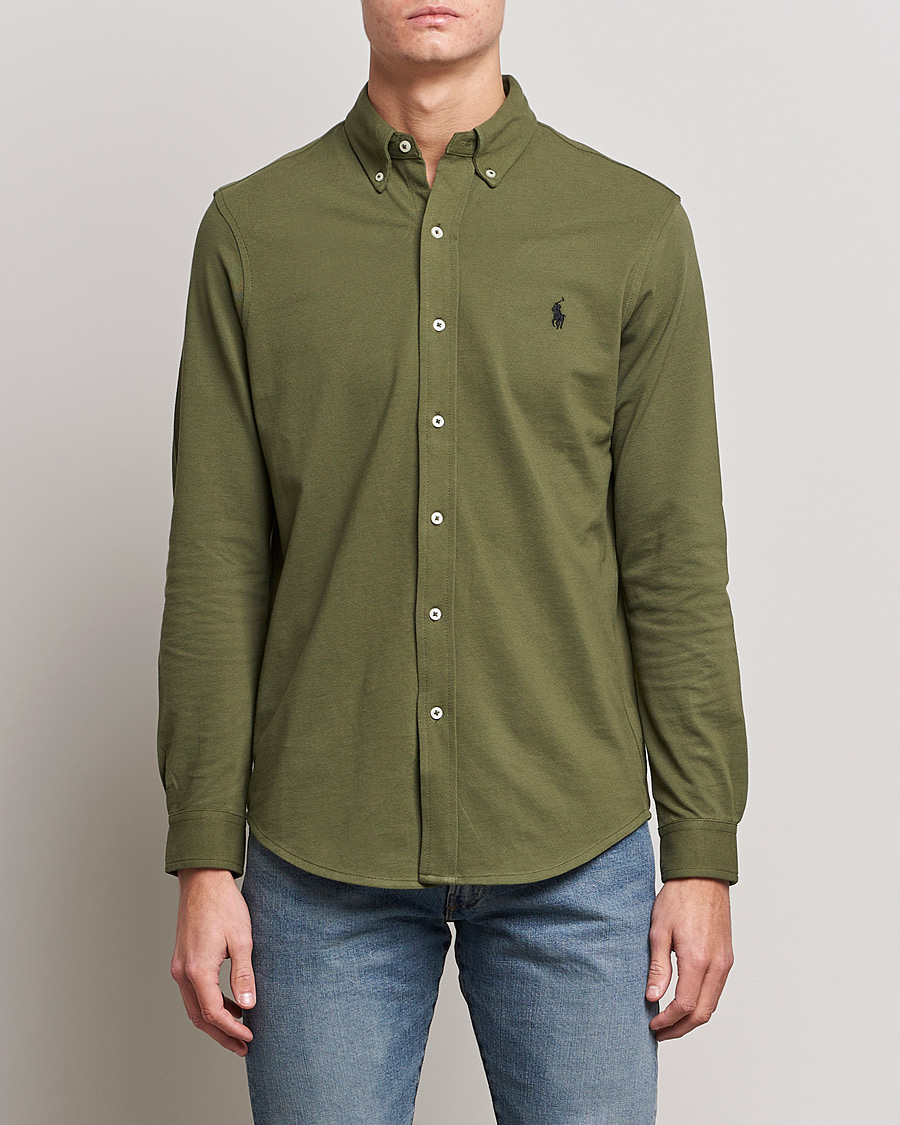 Herre | World of Ralph Lauren | Polo Ralph Lauren | Slim Fit Featherweight Mesh Shirt Dark Sage