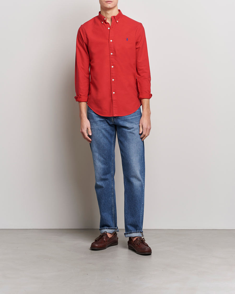 Herre |  | Polo Ralph Lauren | Slim Fit Garment Dyed Oxford Shirt Red