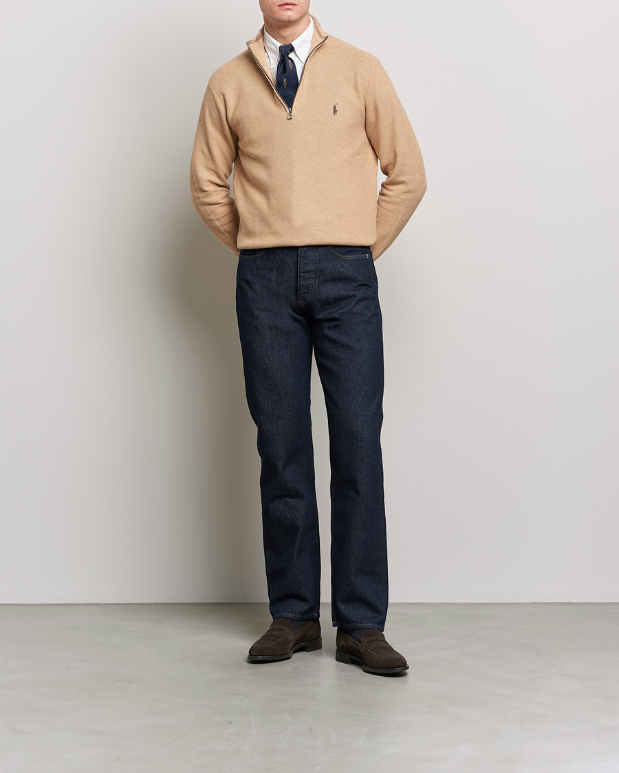 Herre | Gensere | Polo Ralph Lauren | Cotton Half Zip Camel Melange