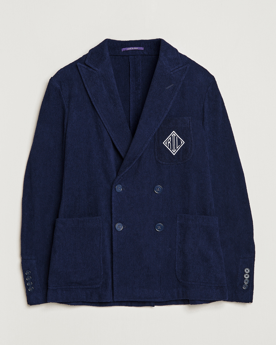 Herre | Dressjakker | Ralph Lauren Purple Label | Knitted Terry Cloth Blazer Navy