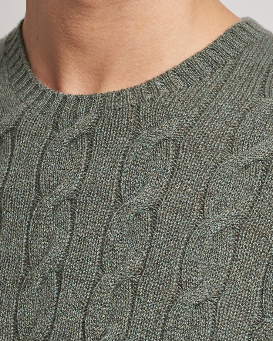 Herre | Gensere | Ralph Lauren Purple Label | Cashmere Cable Crew Neck Sweater Sea Spray