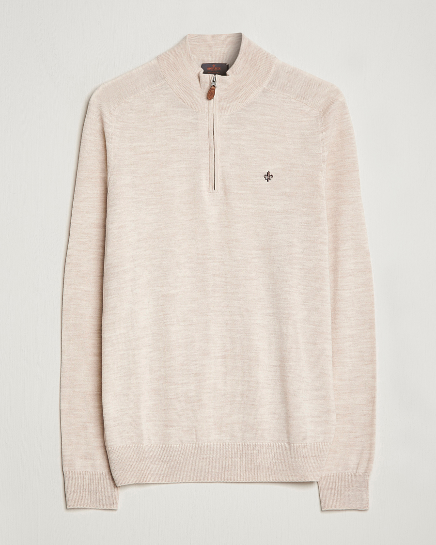 Herre | Gensere | Morris | John Merino Half Zip Ecru