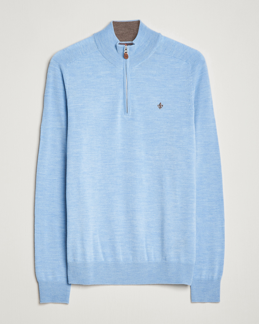 Herre | Gensere | Morris | John Merino Half Zip Light Blue