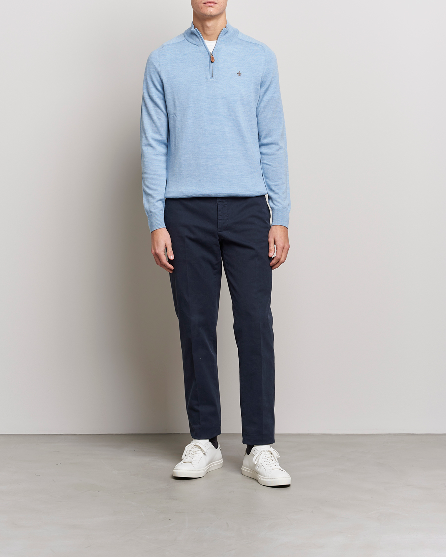 Herre | Gensere | Morris | John Merino Half Zip Light Blue