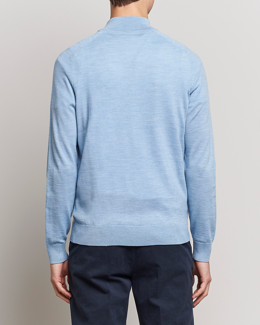 Herre | Gensere | Morris | John Merino Half Zip Light Blue