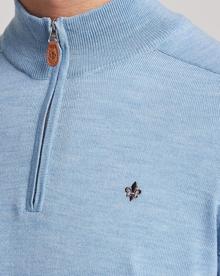 Herre | Gensere | Morris | John Merino Half Zip Light Blue