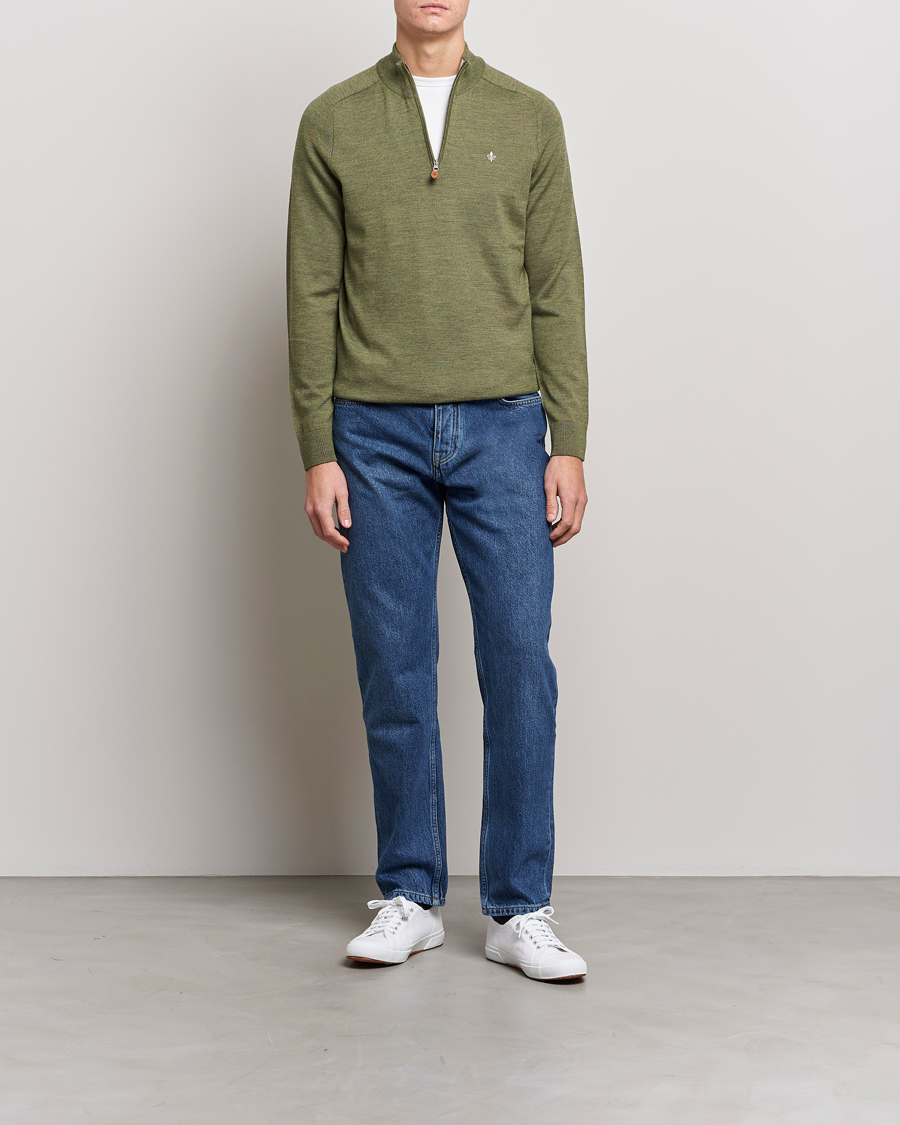 Herre | Gensere | Morris | John Merino Half Zip Sage Green