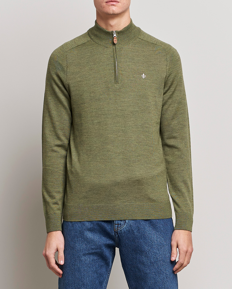 Herre | Gensere | Morris | John Merino Half Zip Sage Green