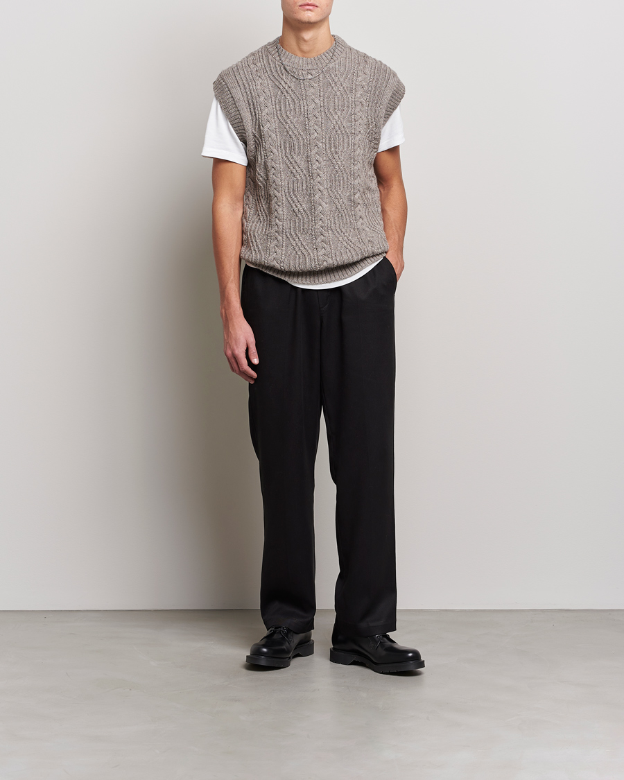Herre | Gensere | NN07 | Cable Structured Knitted Vest Nature Melange