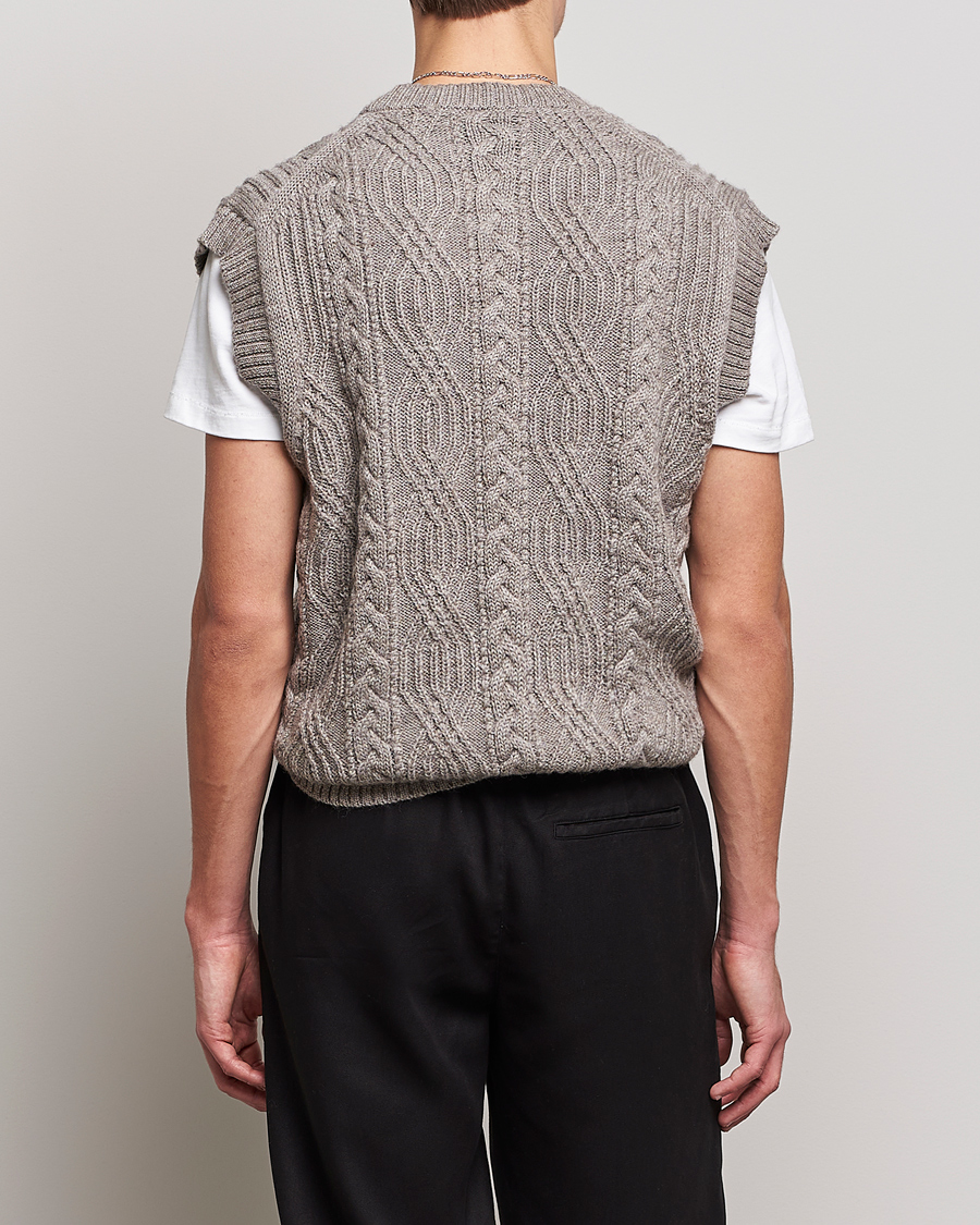 Herre | Gensere | NN07 | Cable Structured Knitted Vest Nature Melange
