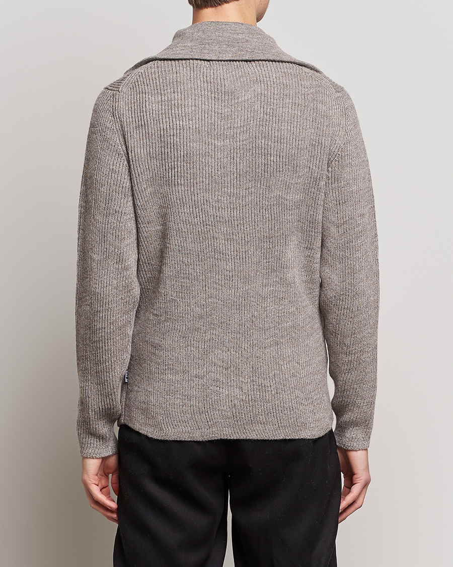 Herre | Gensere | NN07 | Holger Knitted Ribbed Half Zip Nature Melange