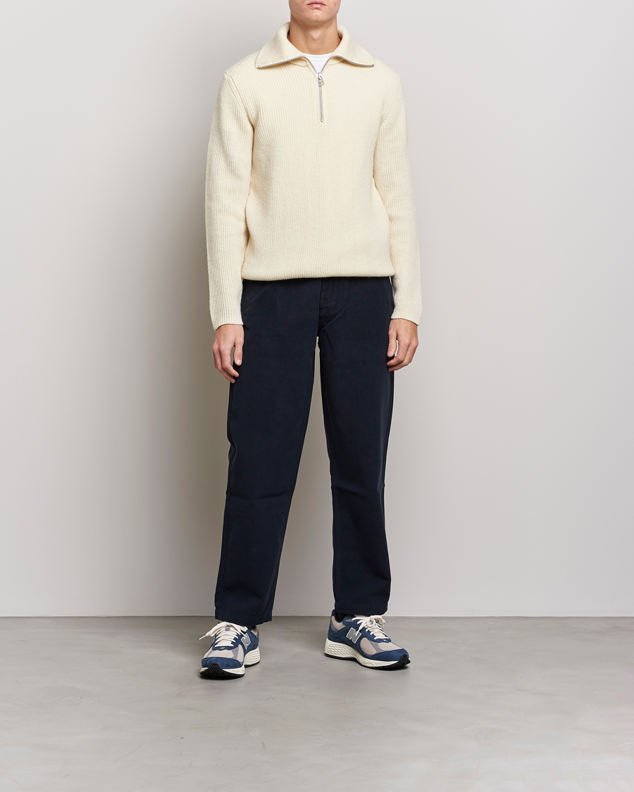 Herre | Gensere | NN07 | Holger Knitted Ribbed Half Zip Ecur