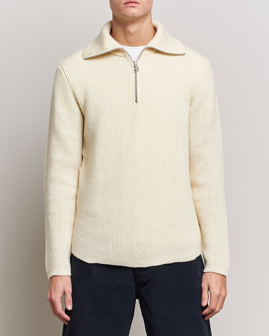 Herre |  | NN07 | Holger Knitted Ribbed Half Zip Ecur