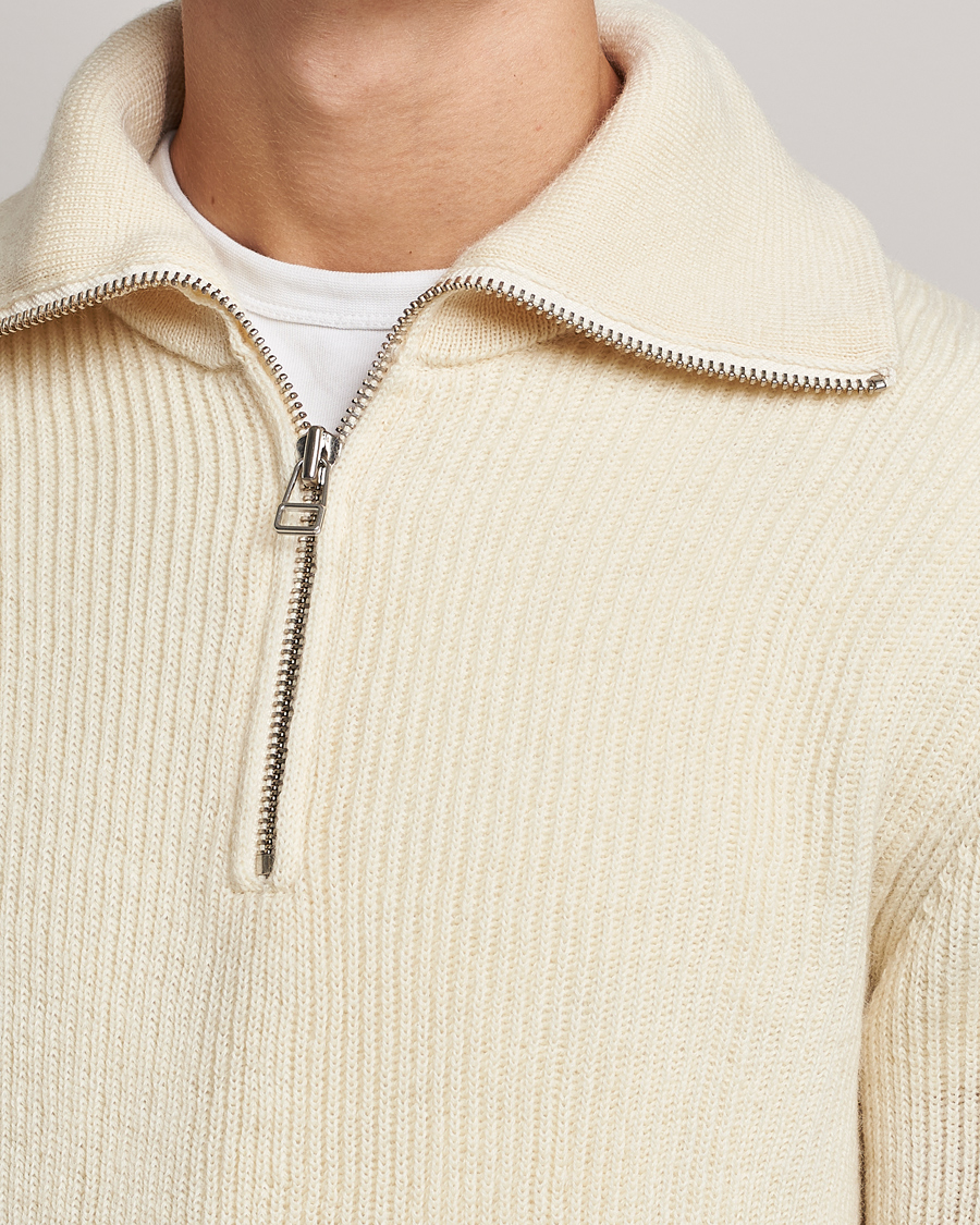 Herre | Gensere | NN07 | Holger Knitted Ribbed Half Zip Ecur