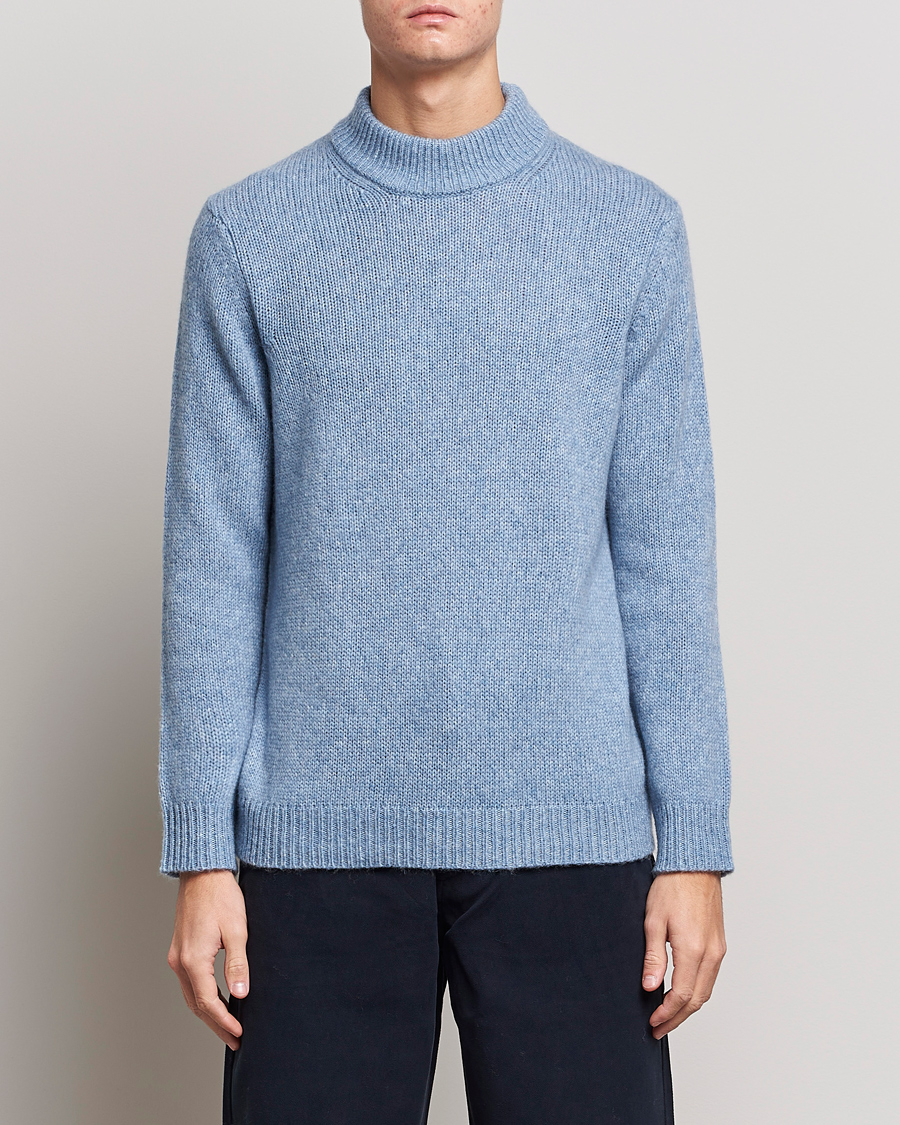 Herre |  | NN07 | Nick Knitted Merino Mock Neck Light Blue Melange