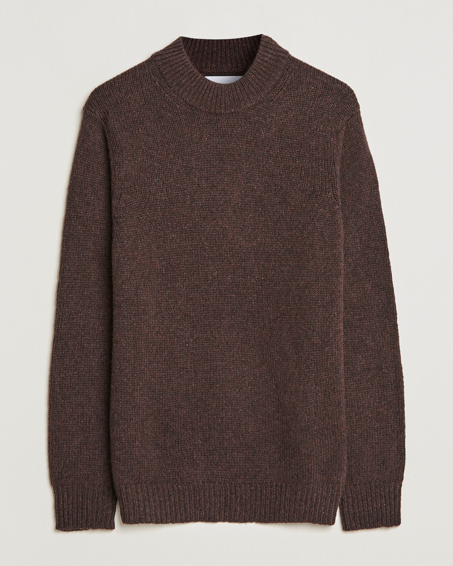 Herre | Gensere | NN07 | Nick Knitted Merino Mock Neck Dark Brown
