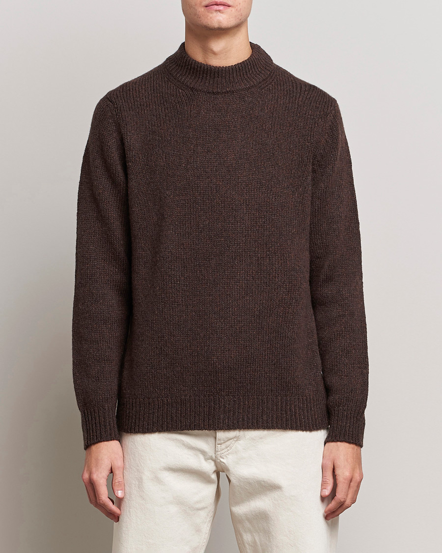 Herre | Gensere | NN07 | Nick Knitted Merino Mock Neck Dark Brown