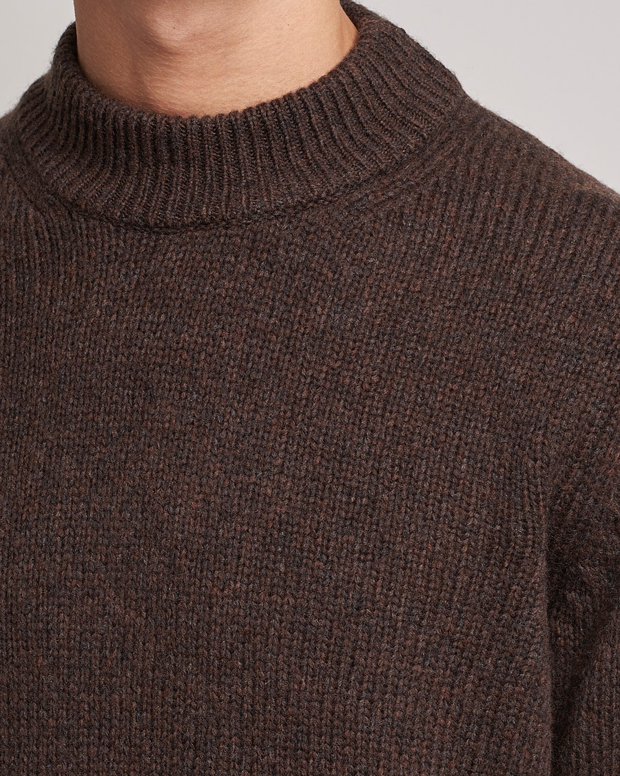 Herre | Gensere | NN07 | Nick Knitted Merino Mock Neck Dark Brown
