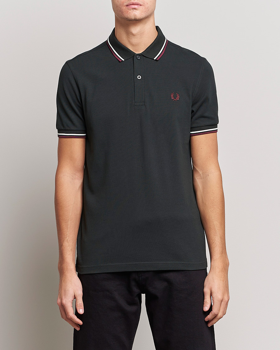 Herre | Fred Perry | Fred Perry | Twin Tipped Polo Shirt Night Green Ecru