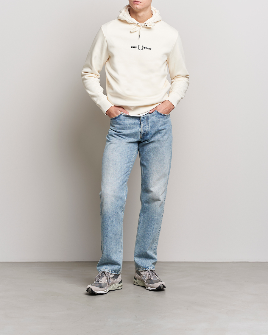 Herre | Gensere | Fred Perry | Emboided Hooded Sweatshirt Ecru