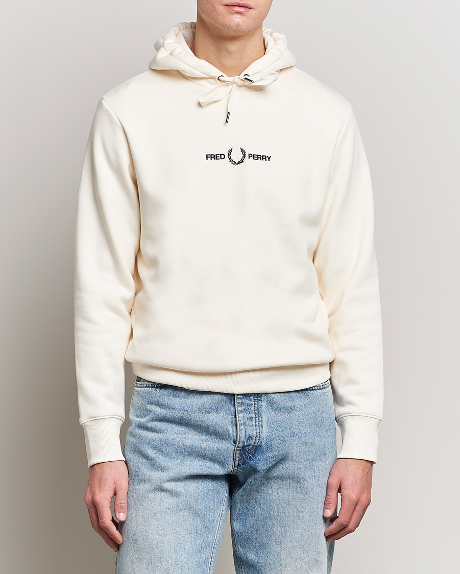 Herre | Gensere | Fred Perry | Emboided Hooded Sweatshirt Ecru