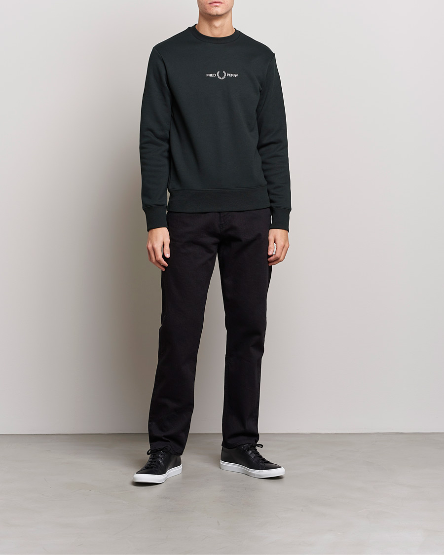Herre | Gensere | Fred Perry | Emboided Sweatshirt Night Green