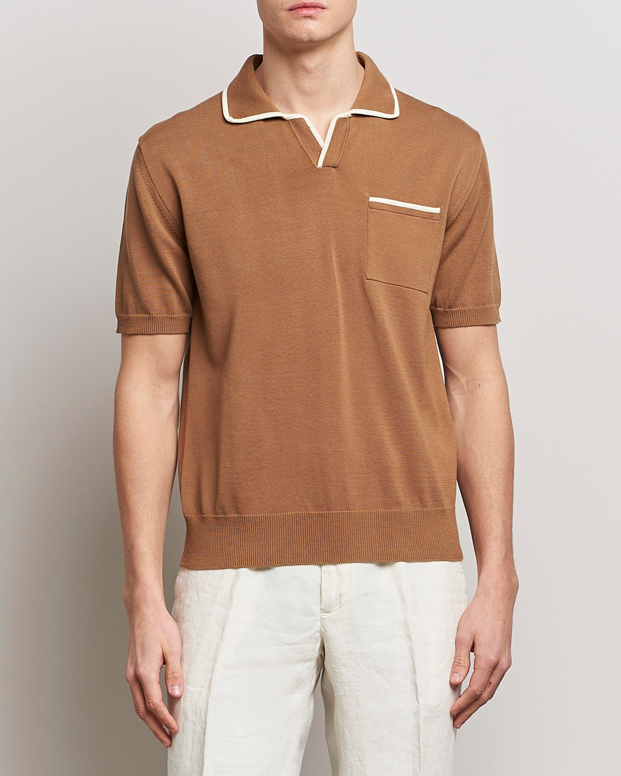 Men | Italian Department | Altea | Short Sleeve Riviera Polo Tobacco