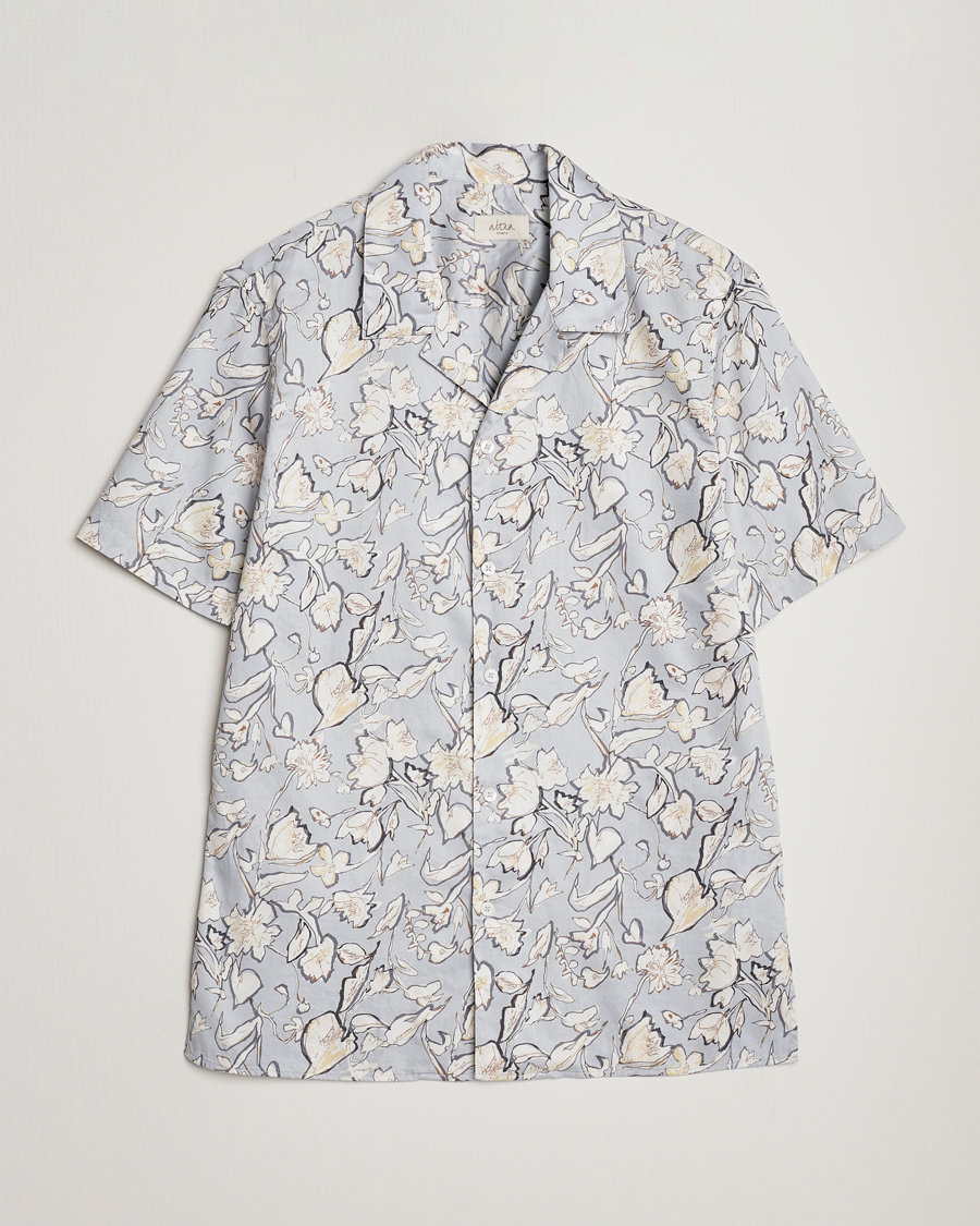 Herre | Skjorter | Altea | Printed Bowling Shirt Light Grey