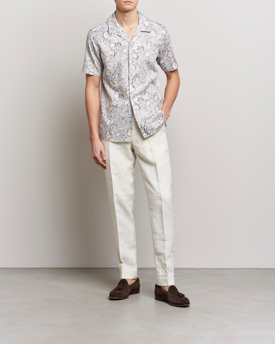 Herre | Skjorter | Altea | Printed Bowling Shirt Light Grey