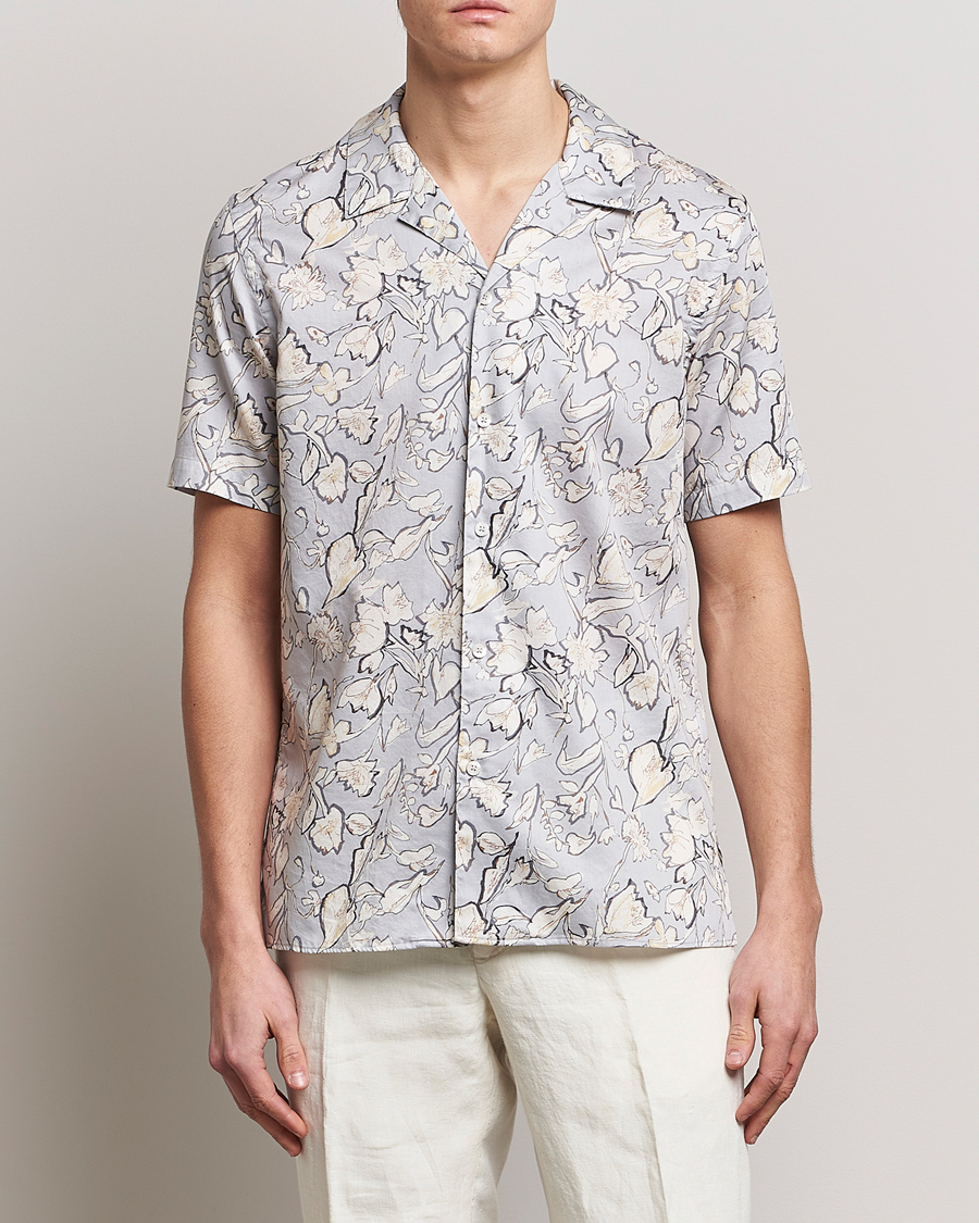 Herre | Skjorter | Altea | Printed Bowling Shirt Light Grey