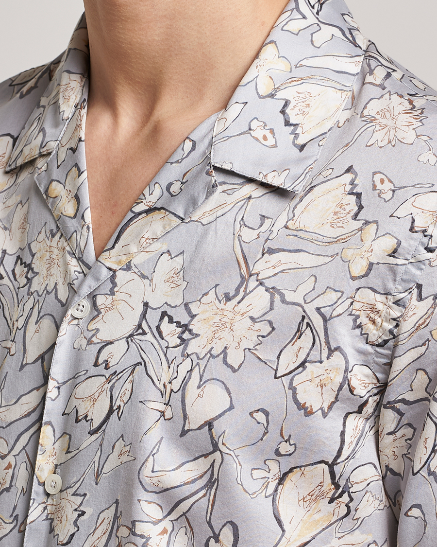 Herre | Skjorter | Altea | Printed Bowling Shirt Light Grey