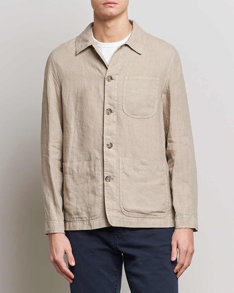 Herre | Skjortejakke | Altea | Linen Shirt Jacket Beige