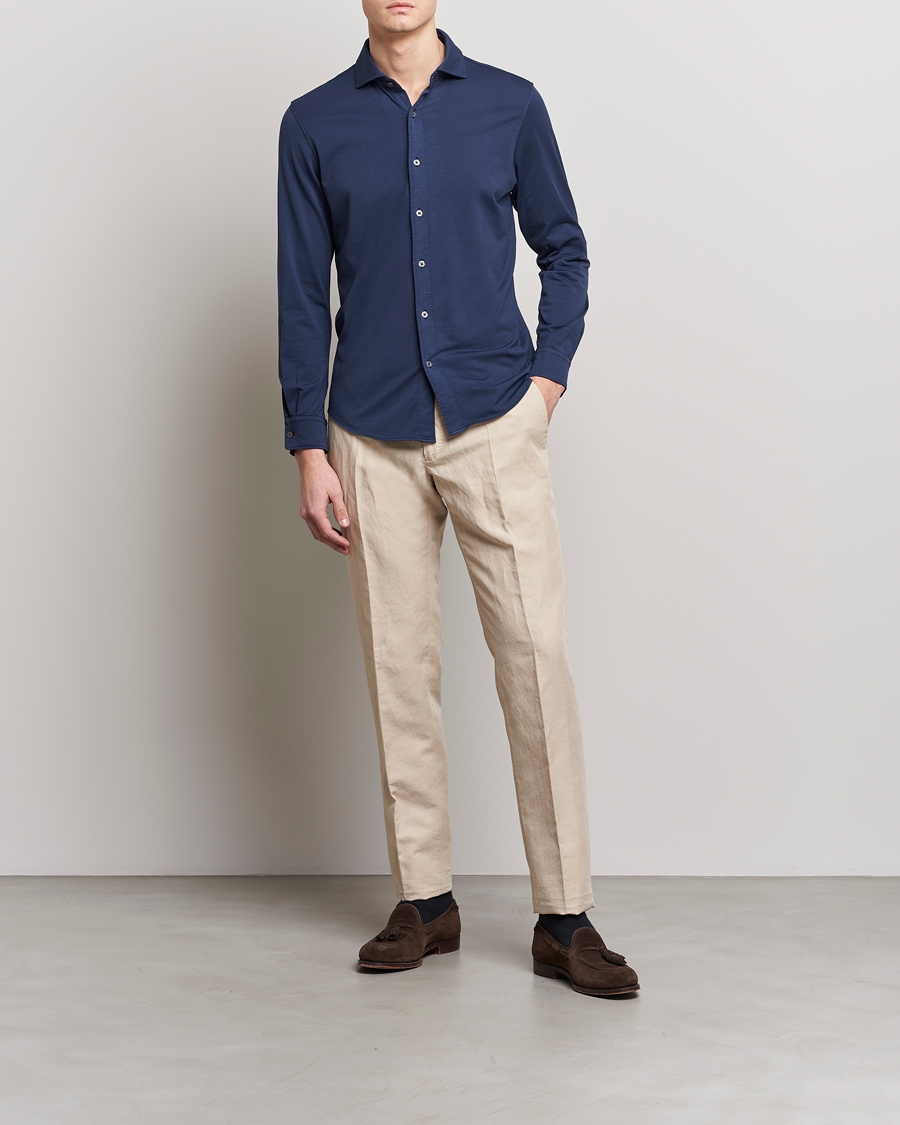 Herre | Skjorter | Altea | Jersey Stretch Shirt Navy