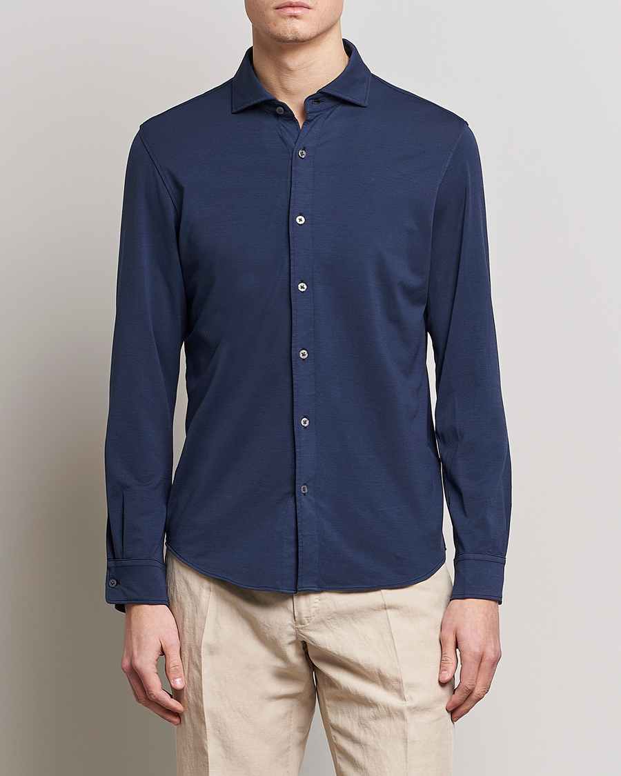 Herre | | Altea | Jersey Stretch Shirt Navy