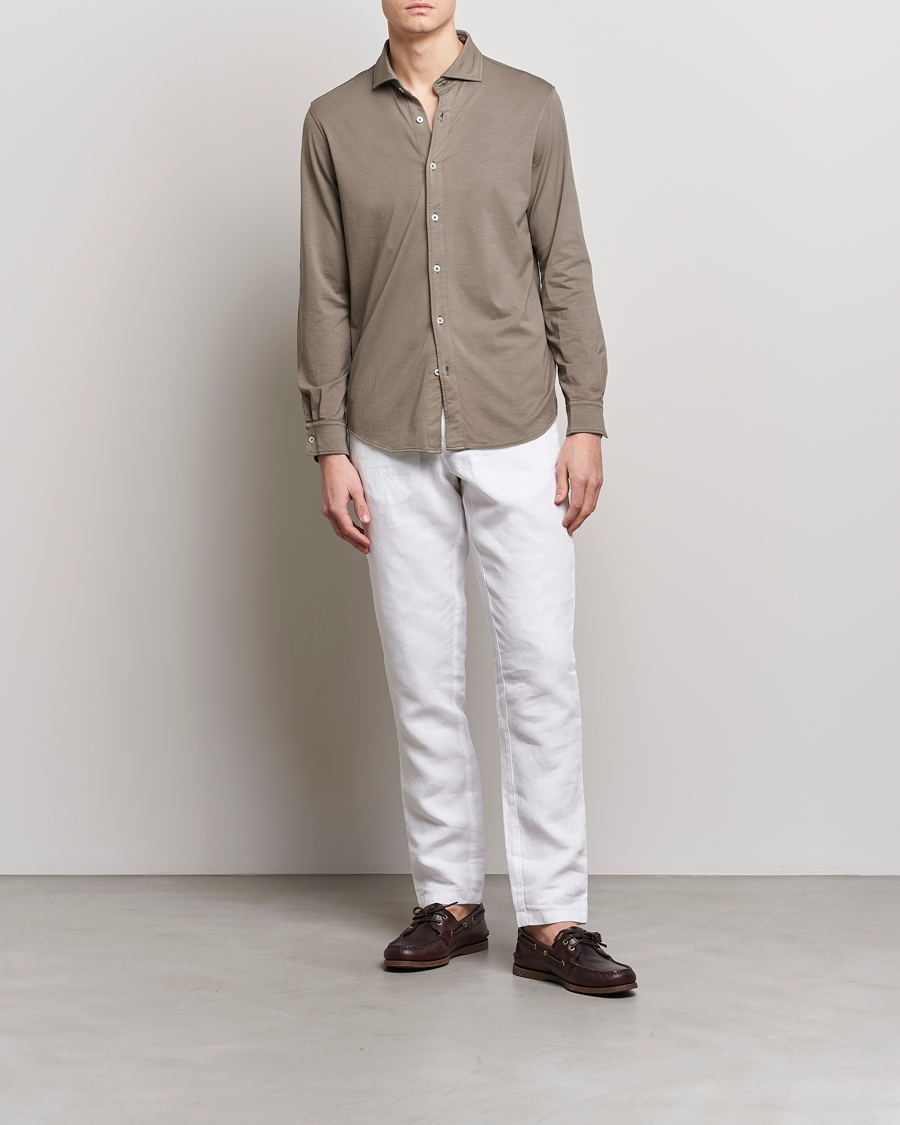 Herre | Skjorter | Altea | Jersey Stretch Shirt Taupe