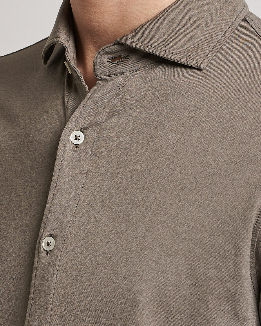 Herre | Skjorter | Altea | Jersey Stretch Shirt Taupe
