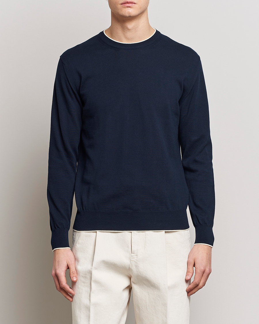 Herre | Pullovers rund hals | Altea | Soft Cotton Pullover Navy